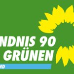 Logo von BÜNDNIS/DIE GRÜNEN Ortsverband Helgoland mit Sonnenblume und grünem Hintergrund